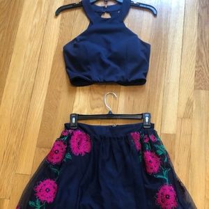 Speechless Two- Piece Navy Floral Dress